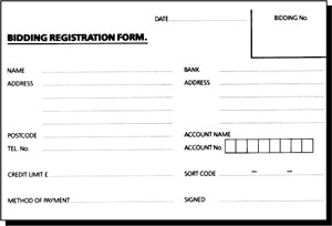 Bidding Registration Cards